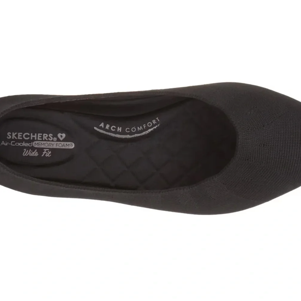 Skechers Women's Black Cleo black ballet most comfortable knit shoes 11 Wide